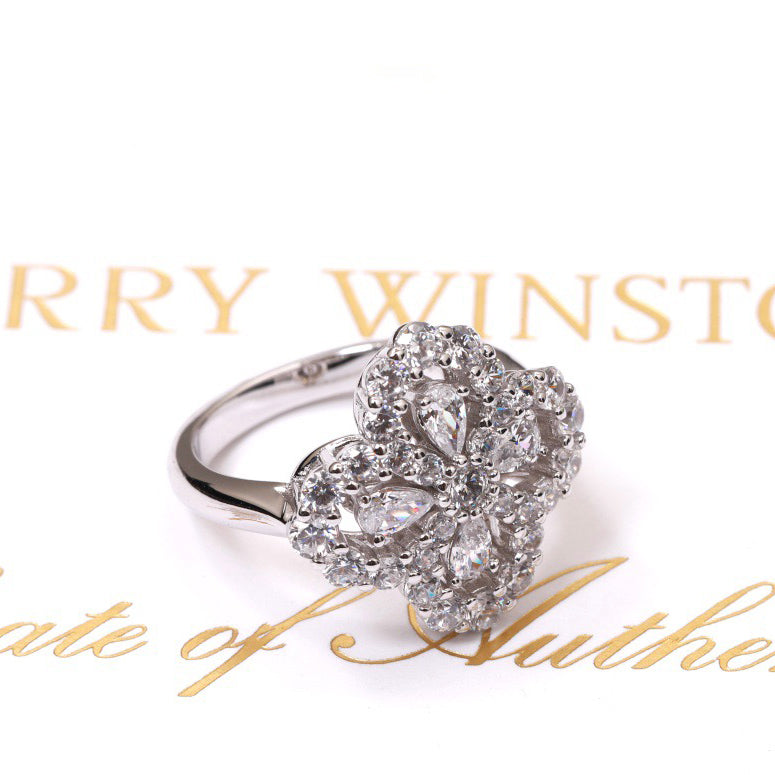 DIANA LOOP RING FULL MOTIF DIAMOND 16MM SILVE