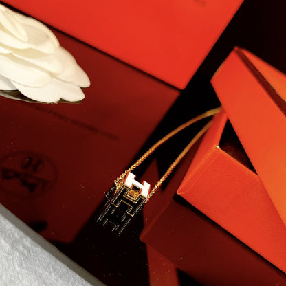DIANA H WHITE SQUARE GOLD NECKLACE