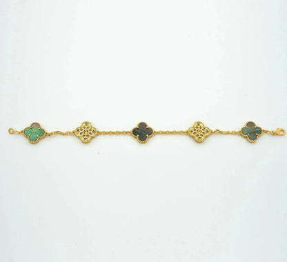 CLOVER 5 MOTIF GRAY MOP DIAMOND BRACELET