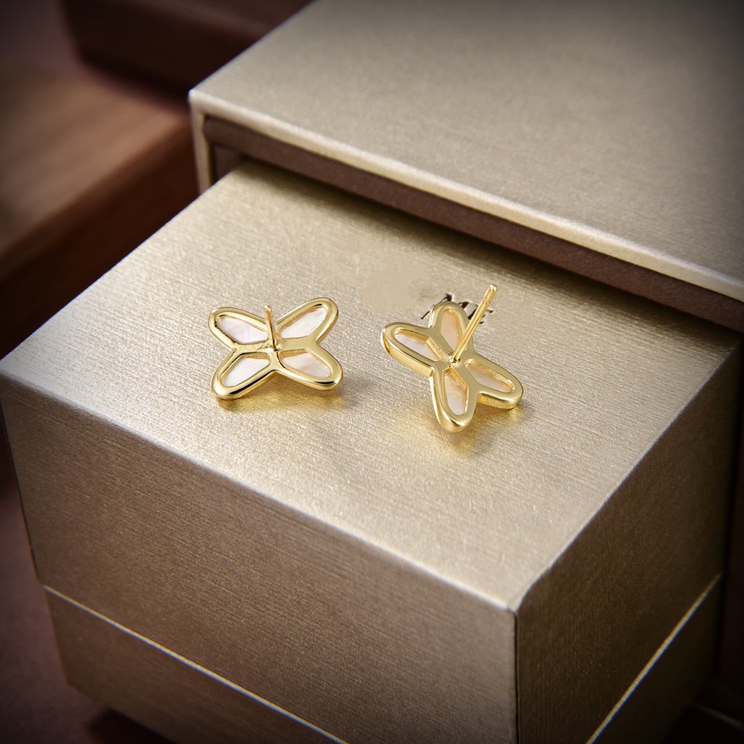 DIANA JEUX DE WHITE MOP GOLD DIAMOND EARRINGS