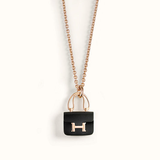 DIANA CONSTANCE BLACK PEDANT PINK GOLD NECKLACE