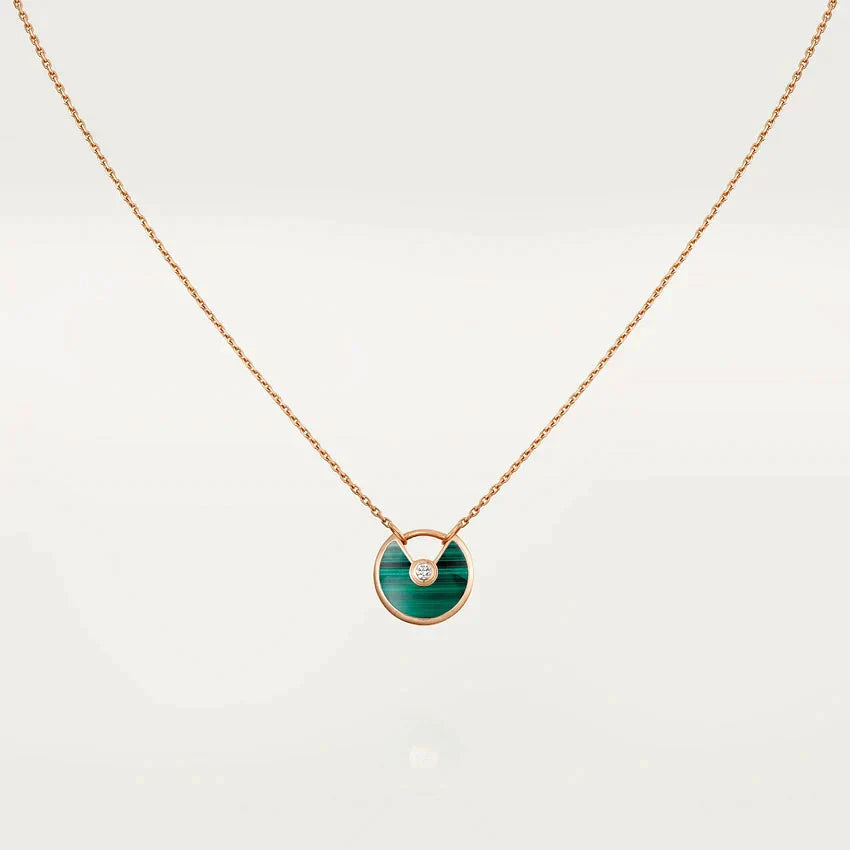 DIANA AMULETTE ROSE GOLD MALACHITE NECKLACE