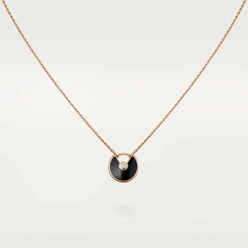 DIANA AMULETTE ROSE GOLD ONYX NECKLACE