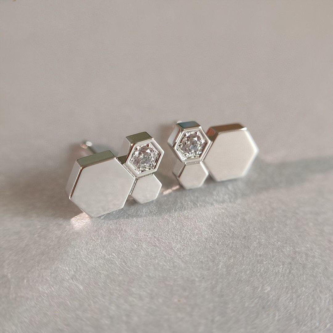 DIANA BEE LOVE SILVER DIAMOND EARRINGS