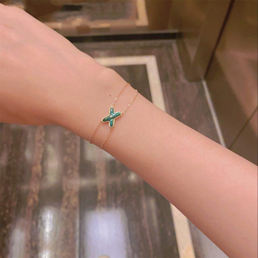 DIANA JEUX BRACELET MALACHITE PINK GOLD 1 DIAMOND
