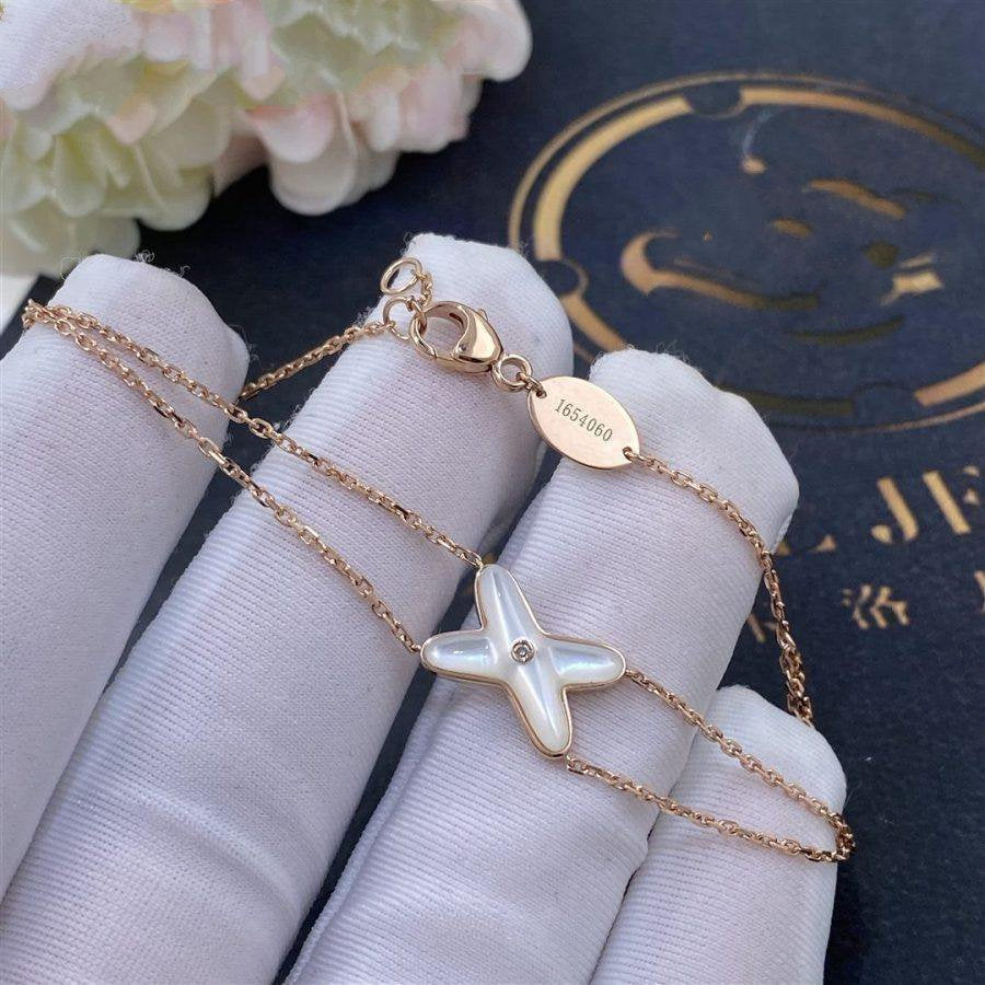 DIANA JEUX BRACELET WHITE MOP PINK GOLD 1 DIAMOND