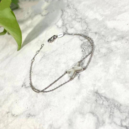 DIANA JEUX BRACELET WHITE MOP SILVER 1 DIAMOND