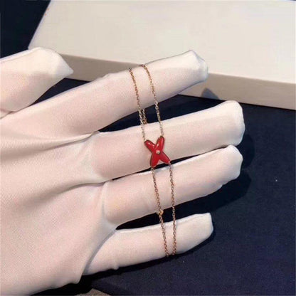 DIANA JEUX BRACELET CARNELIAN PINK GOLD 1 DIAMOND