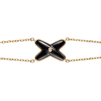 DIANA JEUX BRACELET ONYX PINK GOLD 1 DIAMOND