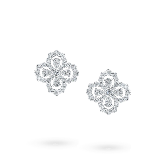 DIANA LOOP EARRINGS FULL MOTIF DIAMOND 16MM SILVE