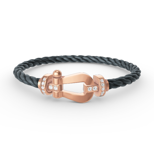 DIANA FORCE LARGE HORSESHOE HALF DIAMOND BRACELET ROSE GOLD