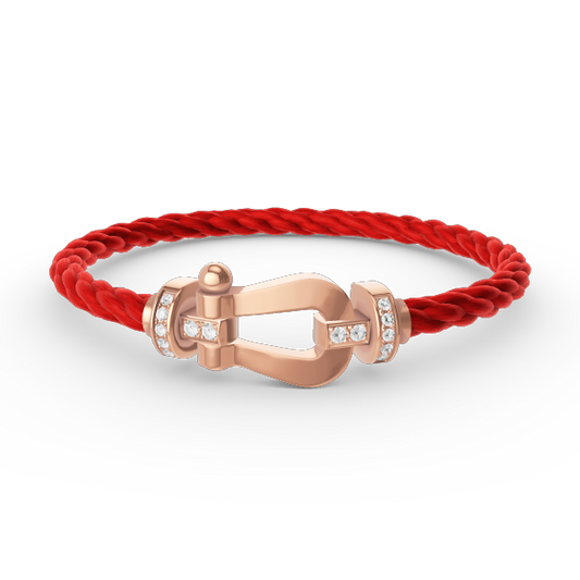 DIANA FORCE LARGE HORSESHOE HALF DIAMOND BRACELET ROSE GOLD