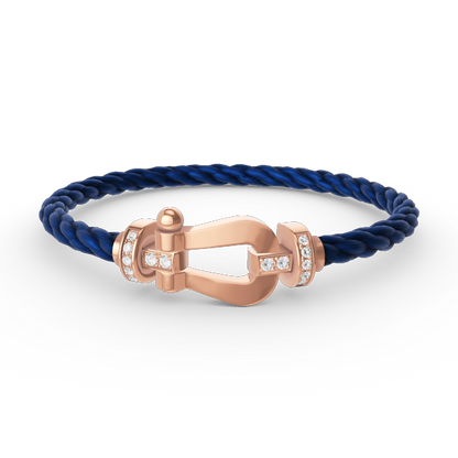 DIANA FORCE LARGE HORSESHOE HALF DIAMOND BRACELET ROSE GOLD