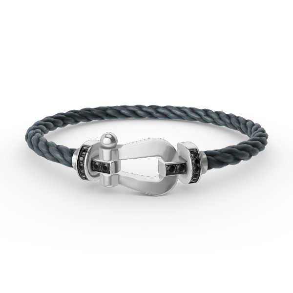 DIANA FORCE LARGE HORSESHOE BLACK DIAMOND BRACELET SILVER
