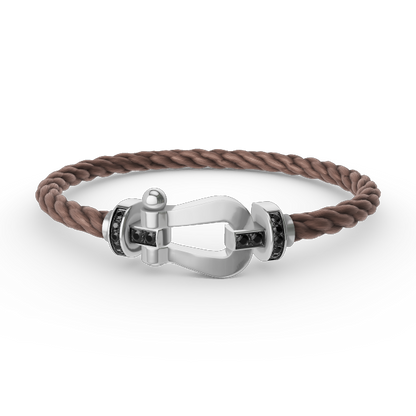DIANA FORCE LARGE HORSESHOE BLACK DIAMOND BRACELET SILVER