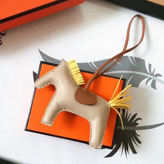 HM Rodeo Horse Bag Charm In Beige Mix Camarel/Yellow Leather