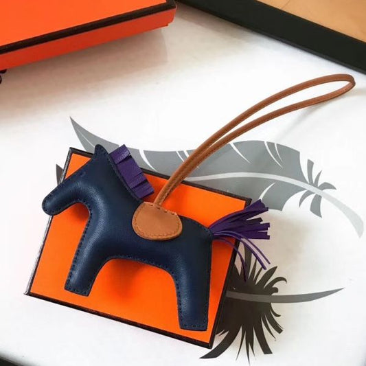 HM Rodeo Horse Bag Charm In Navy Mix Camarel/Purple Leather