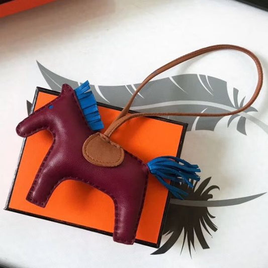 HM Rodeo Horse Bag Charm In Purple Mix Camarel/Blue Leather