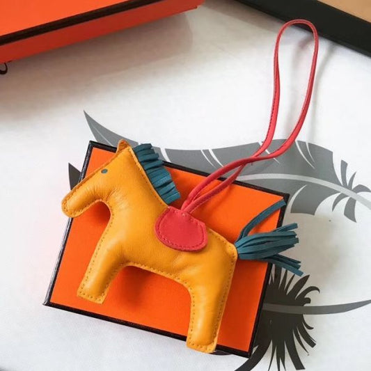 HM Rodeo Horse Bag Charm In Yellow Mix Piment/Green Leather