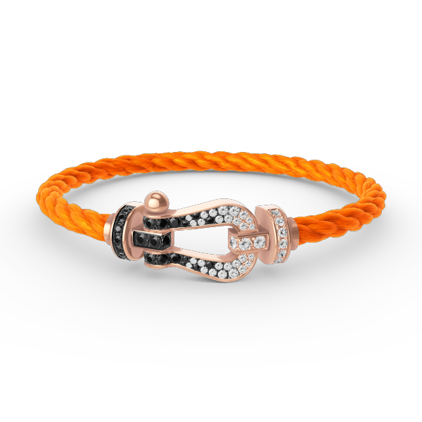DIANA FORCE LARGE HORSESHOE BLACK WHITE DIAMOND BRACELET ROSE GOLD