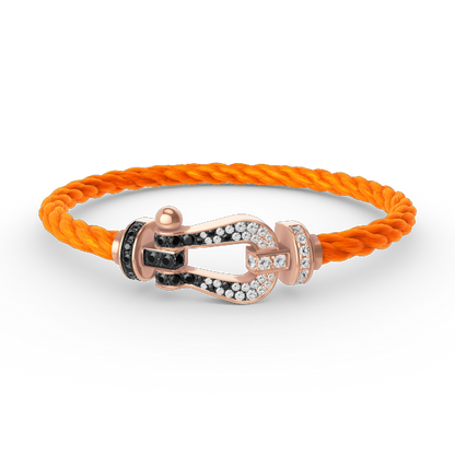 DIANA FORCE LARGE HORSESHOE BLACK WHITE DIAMOND BRACELET ROSE GOLD