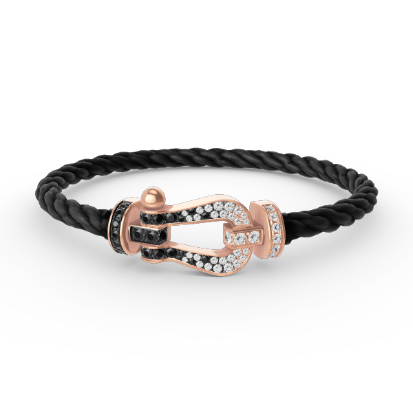 DIANA FORCE LARGE HORSESHOE BLACK WHITE DIAMOND BRACELET ROSE GOLD
