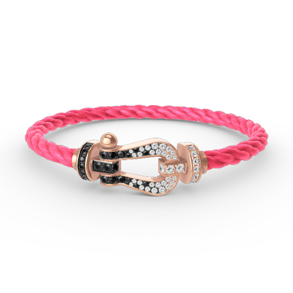 DIANA FORCE LARGE HORSESHOE BLACK WHITE DIAMOND BRACELET ROSE GOLD