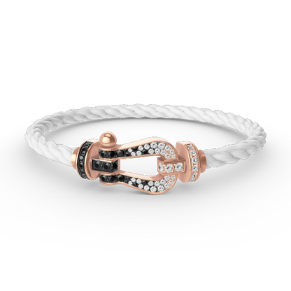 DIANA FORCE LARGE HORSESHOE BLACK WHITE DIAMOND BRACELET ROSE GOLD