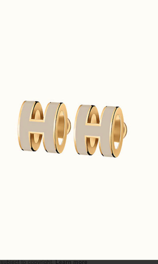 DIANA MINI POP H GOLD EARRINGS GREY
