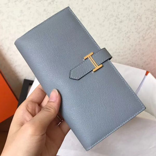 HM Blue Lin Epsom Bearn 17,5 Gusset Wallet
