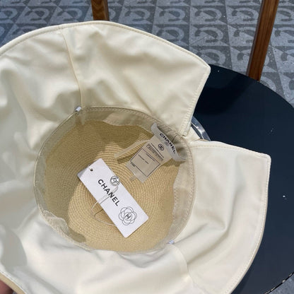 BOW BUCKET HAT IN EGG NOG BEIGE RAFFIA 426170