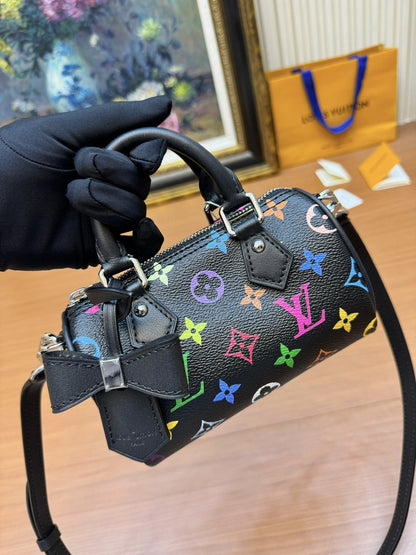 LV Nano Speed 16cm Black Multicolore Monogram Canvas 206013