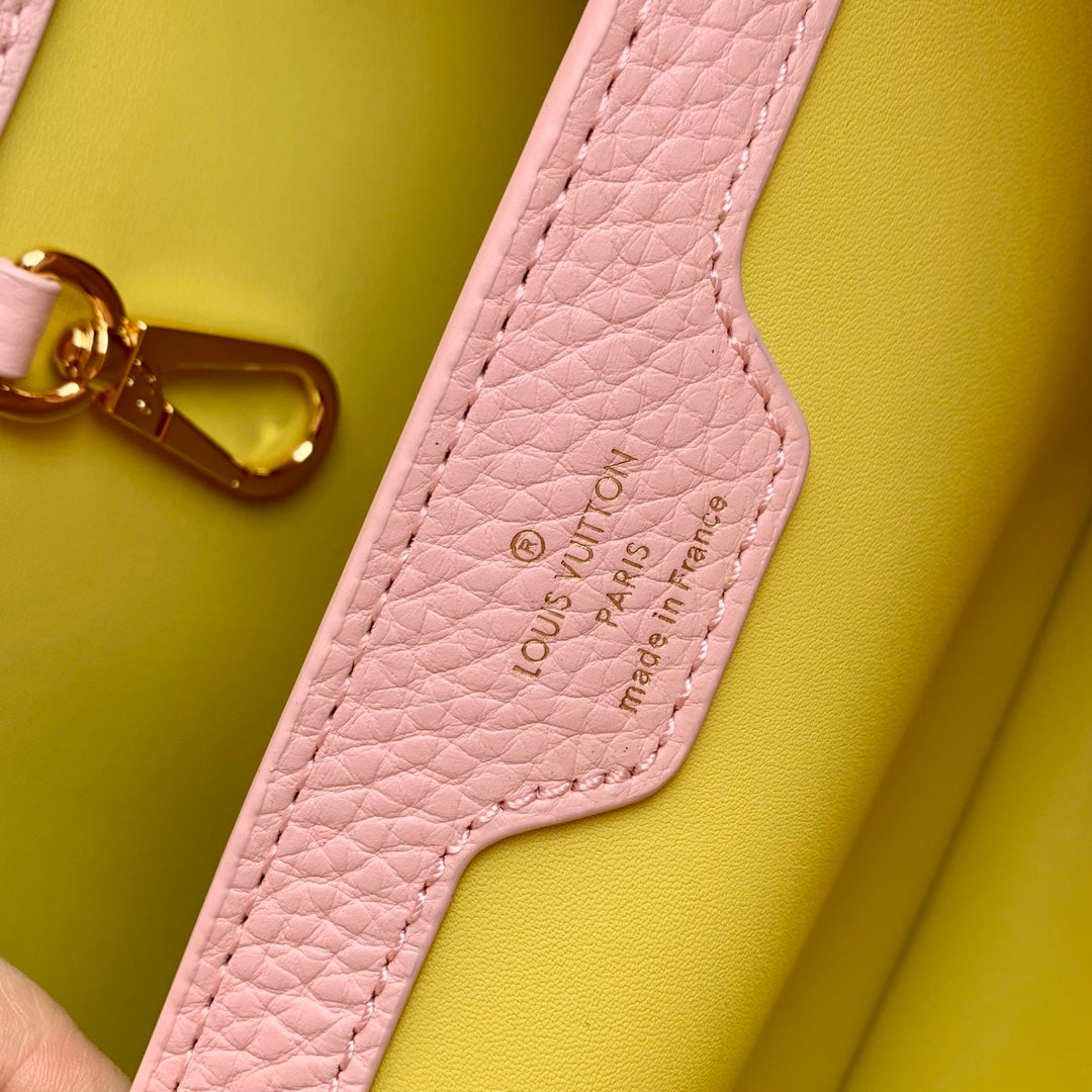 capucines mm 31.5 pink taurillon leather mop gold hardware