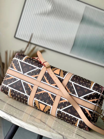 KEEPALL BANDOULI¨¨RE 50 IN PARFLECHE PATTERN MONOGRAM CANVAS
