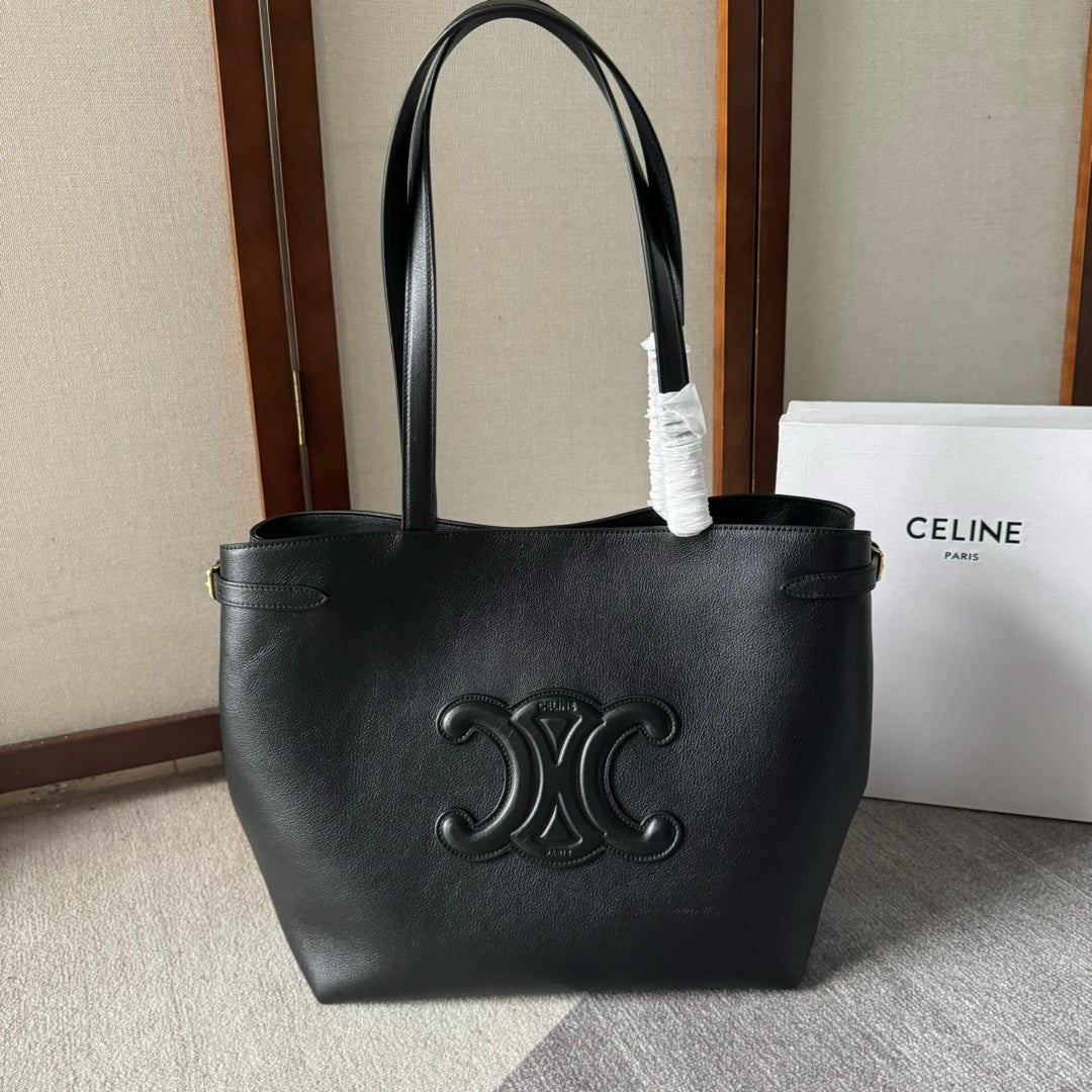 MEDIUM CABAS ANA?S CUIR TRIOMPHE 54 IN BLACK GRAINED CALFSKIN