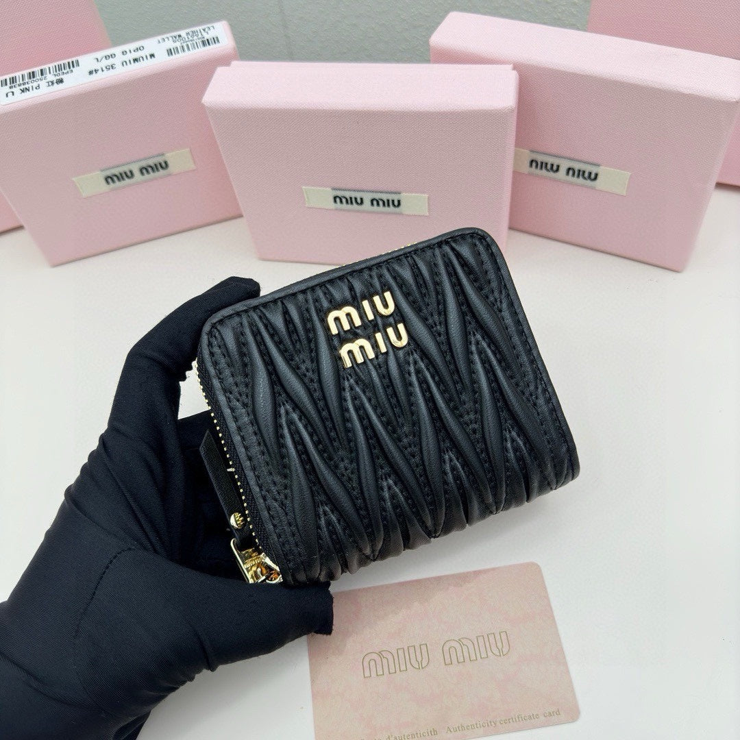 SMALL MATELASS¨¦ WALLET 10 IN BLACK LEATHER