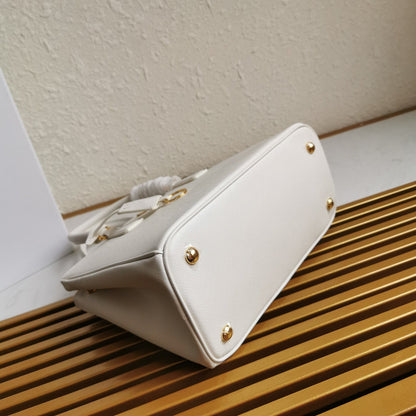 PRA GALLERIA 28 BAG IN WHITE SAFFIANO LEATHER