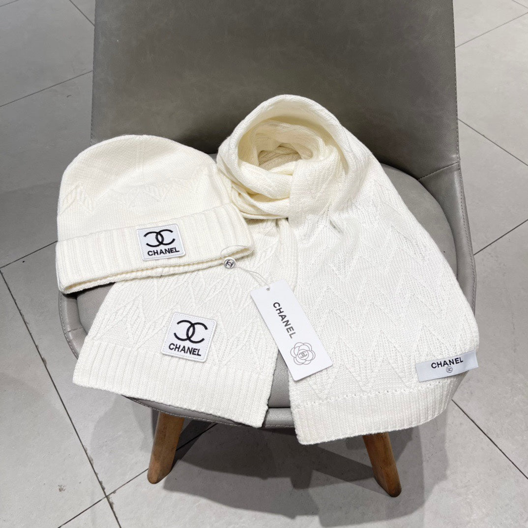 SET BEANIE HAT AND SCARF WHITE 427885