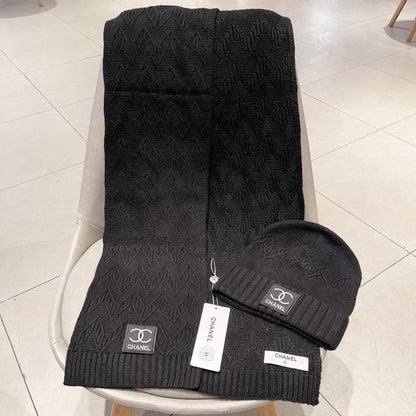 SET BEANIE HAT AND SCARF BLACK 427886