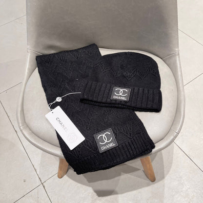 SET BEANIE HAT AND SCARF BLACK 427886