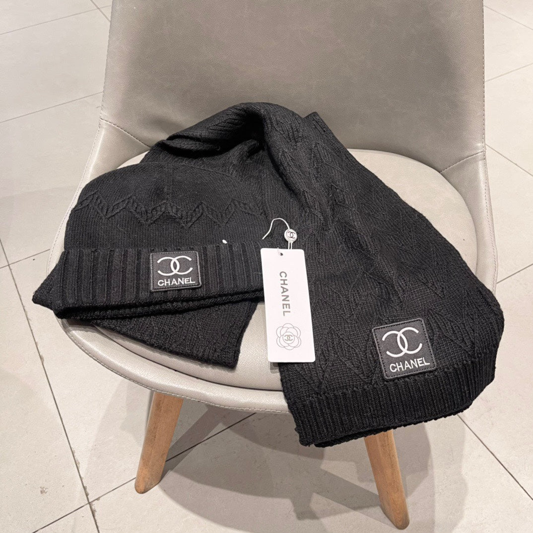 SET BEANIE HAT AND SCARF BLACK 427886