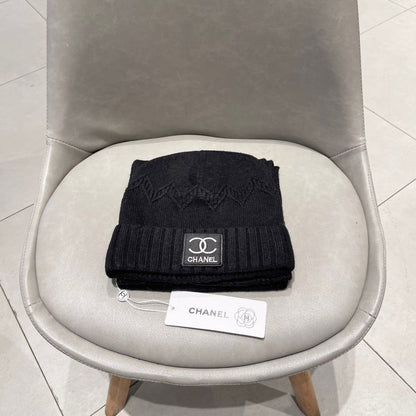 SET BEANIE HAT AND SCARF BLACK 427886