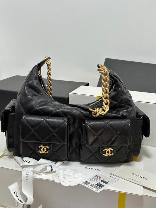 CC 25C Hobo 35cm Black Lambskin Gold Hardware 243536