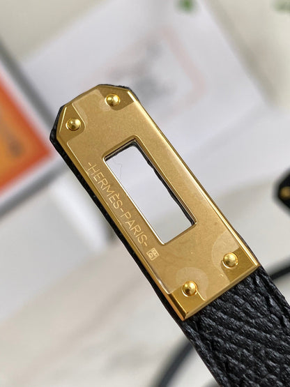 HM Mini Kelly 19cm Black Epsom Gold Hardware