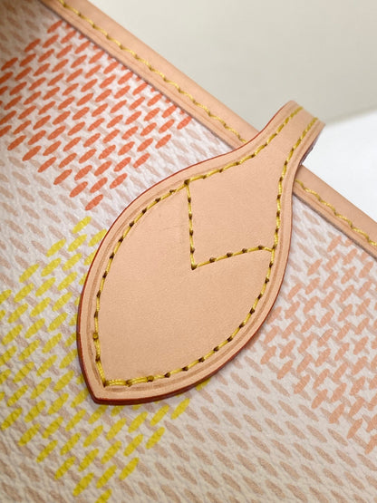 neverfull mm 31 peach damier coasted canvas