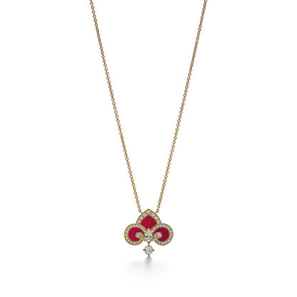 FLEUR DE LIS PINK GOLD DIAMOND NECKLACE