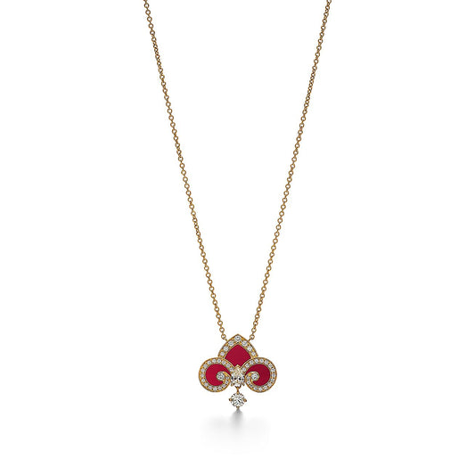 FLEUR DE LIS PINK GOLD DIAMOND NECKLACE