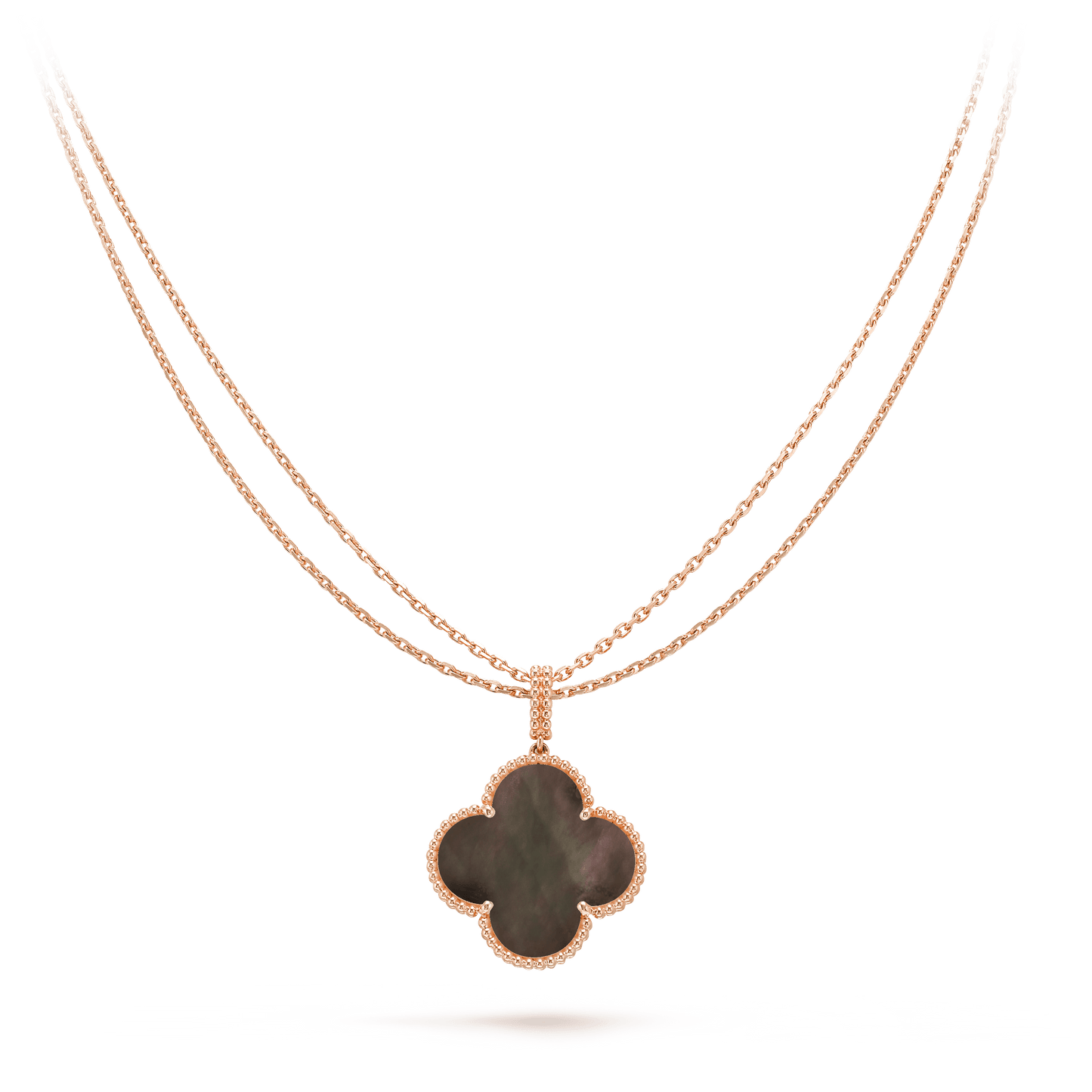 CLOVER 25MM GOLD DARK MOP BIG CLOVER NECKLACE