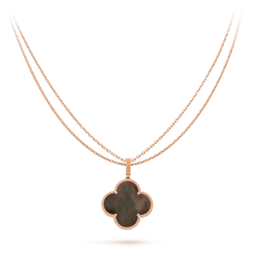 CLOVER 25MM GOLD DARK MOP BIG CLOVER NECKLACE