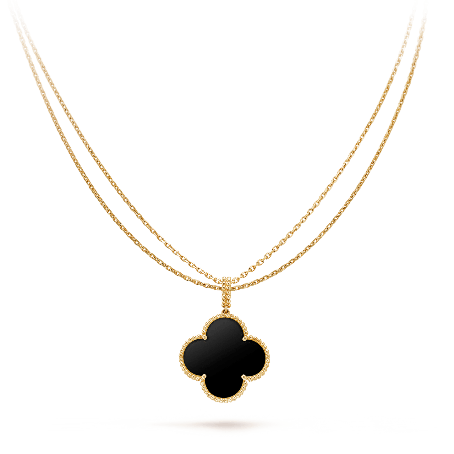 CLOVER 25MM GOLD ONYX BIG CLOVER NECKLACE